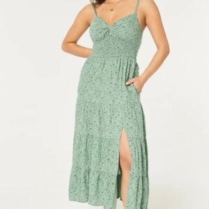 Hollister Green Floral‎ Maxi Dress (0864)